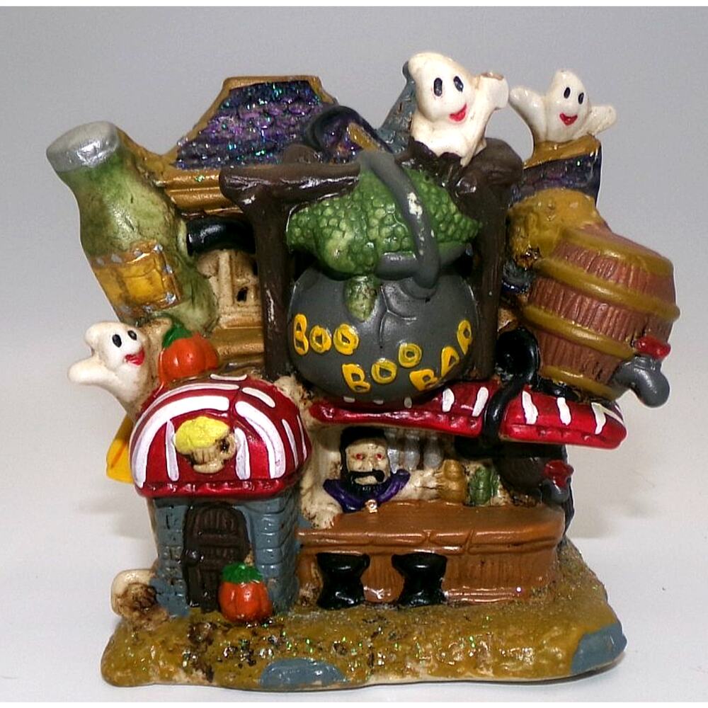 Vintage Spooky Hollow Haunted Halloween House Boo Bar Ghosts Pumpkins Lighted C